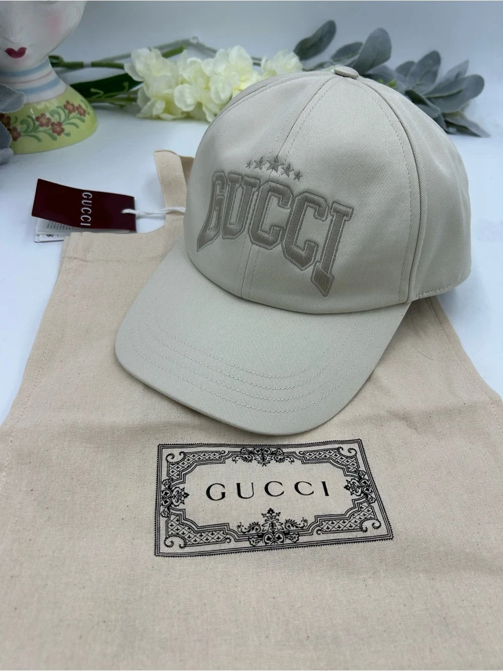 Unisex, Gucci, cotton embroidered logo baseball cap size medium adjustable